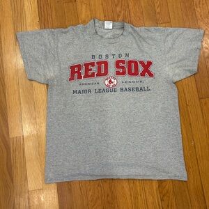 MLB Boston Red Sox Gray and Red Short Sleeve Tee
